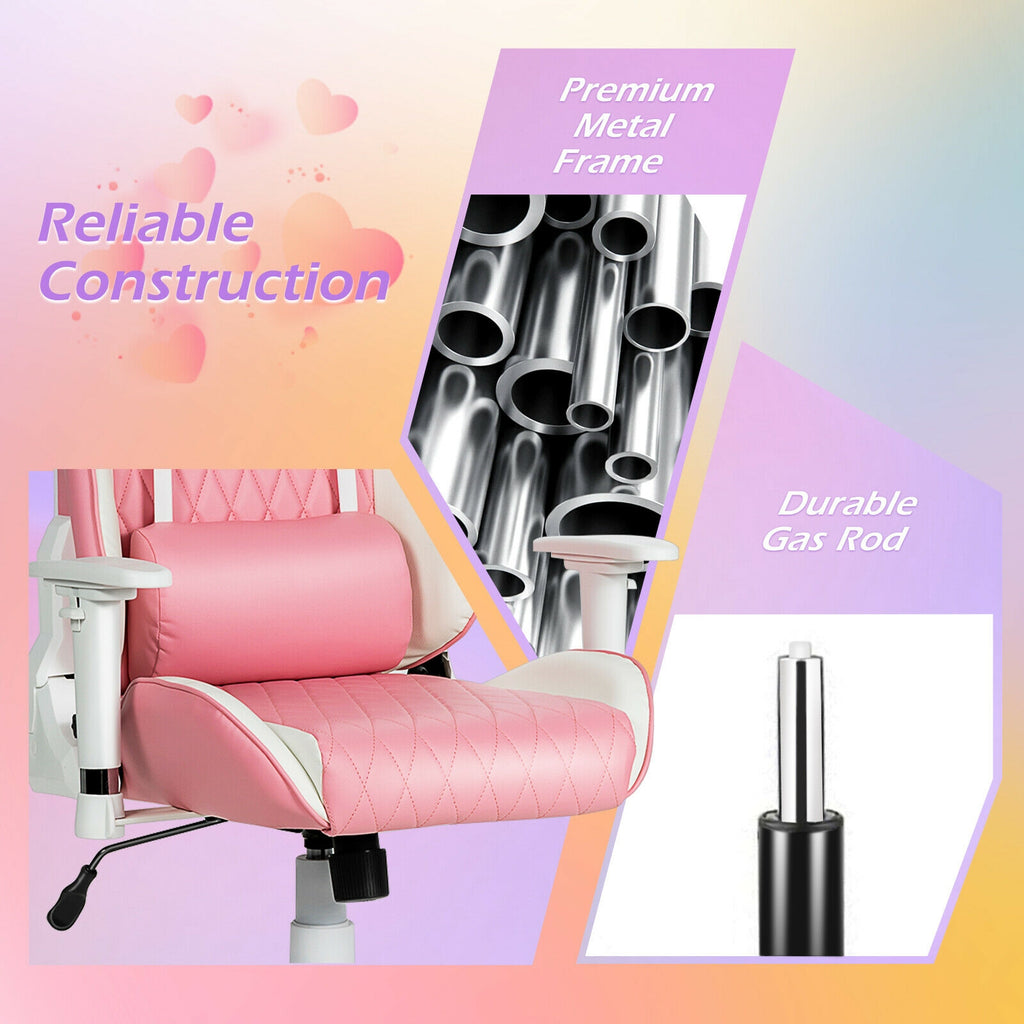 Ergonomic High Back Computer Chair with Headrest - Pink