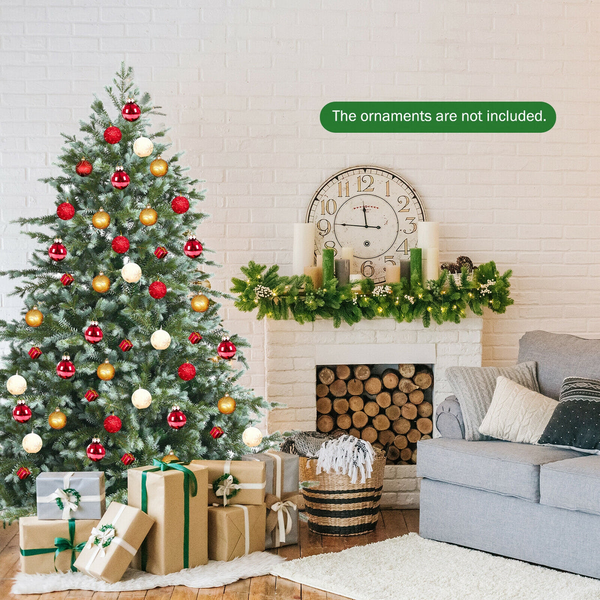 6ft Artificial Christmas Tree with Hinged Sections, Dense Full Branches