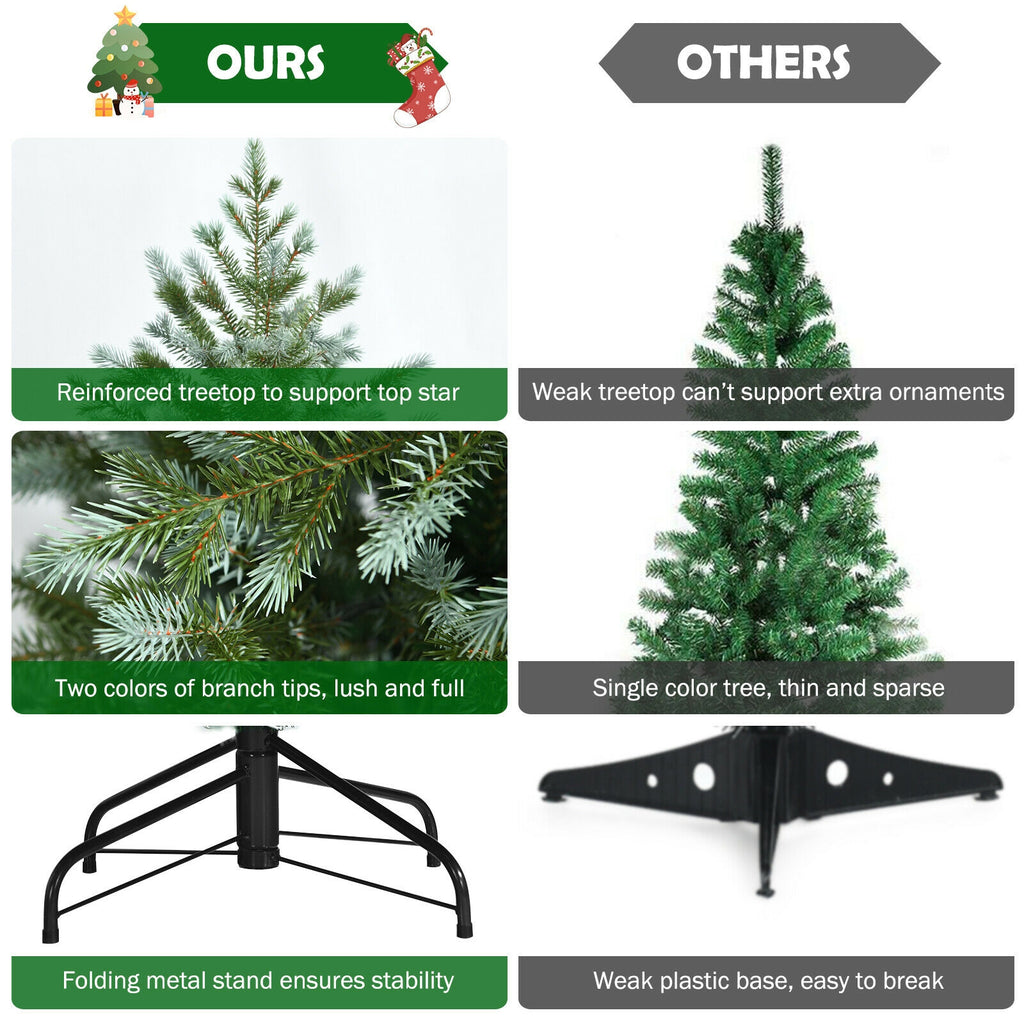 6ft Artificial Christmas Tree with Hinged Sections, Dense Full Branches