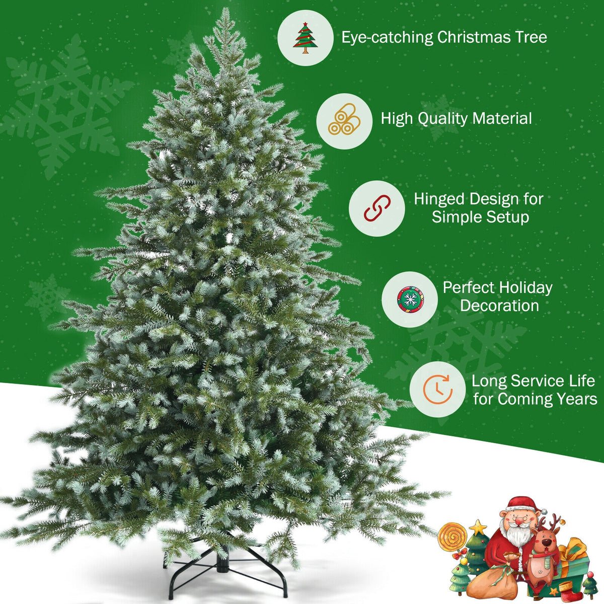 6ft Artificial Christmas Tree with Hinged Sections, Dense Full Branches