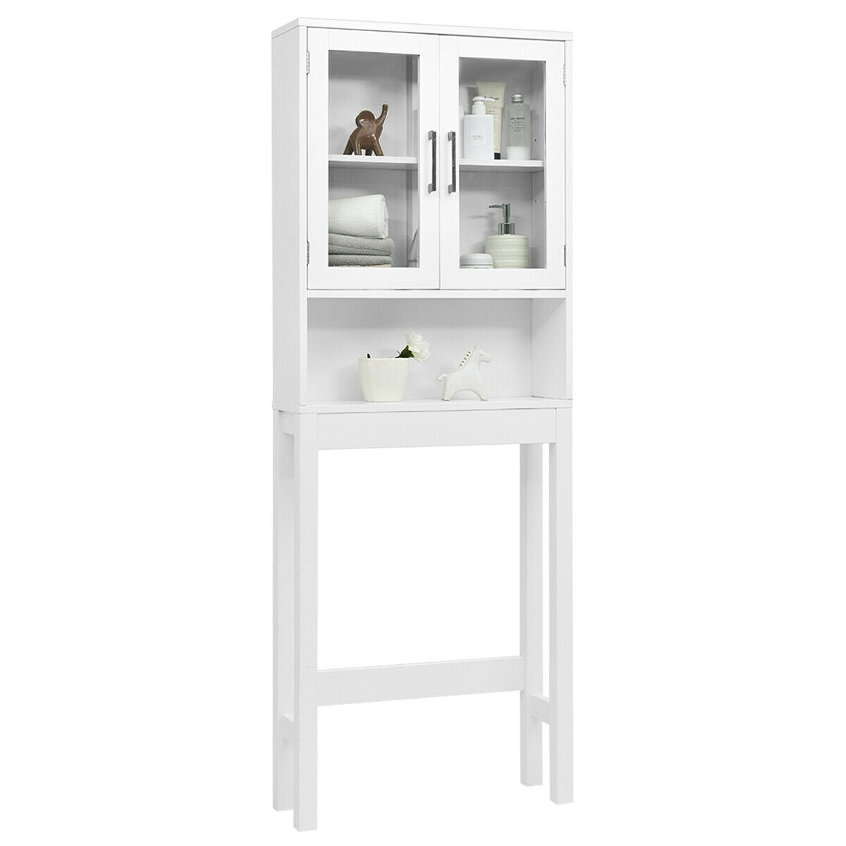 Over the Toilet Storage Cabinet Bathroom Space Saver with Tempered