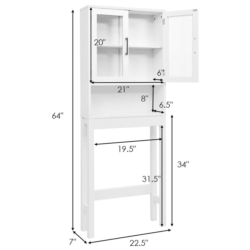 Over the Toilet Storage Cabinet Bathroom Space Saver with Tempered