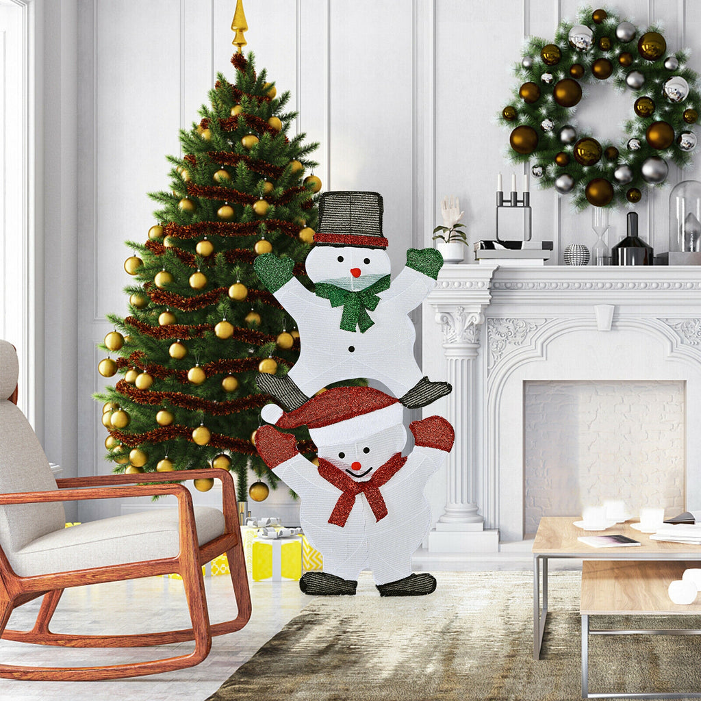 Double Snowman Christmas Yard Decorations - 54 Inch Outdoor Xmas Decor with Waterproof UL Plug