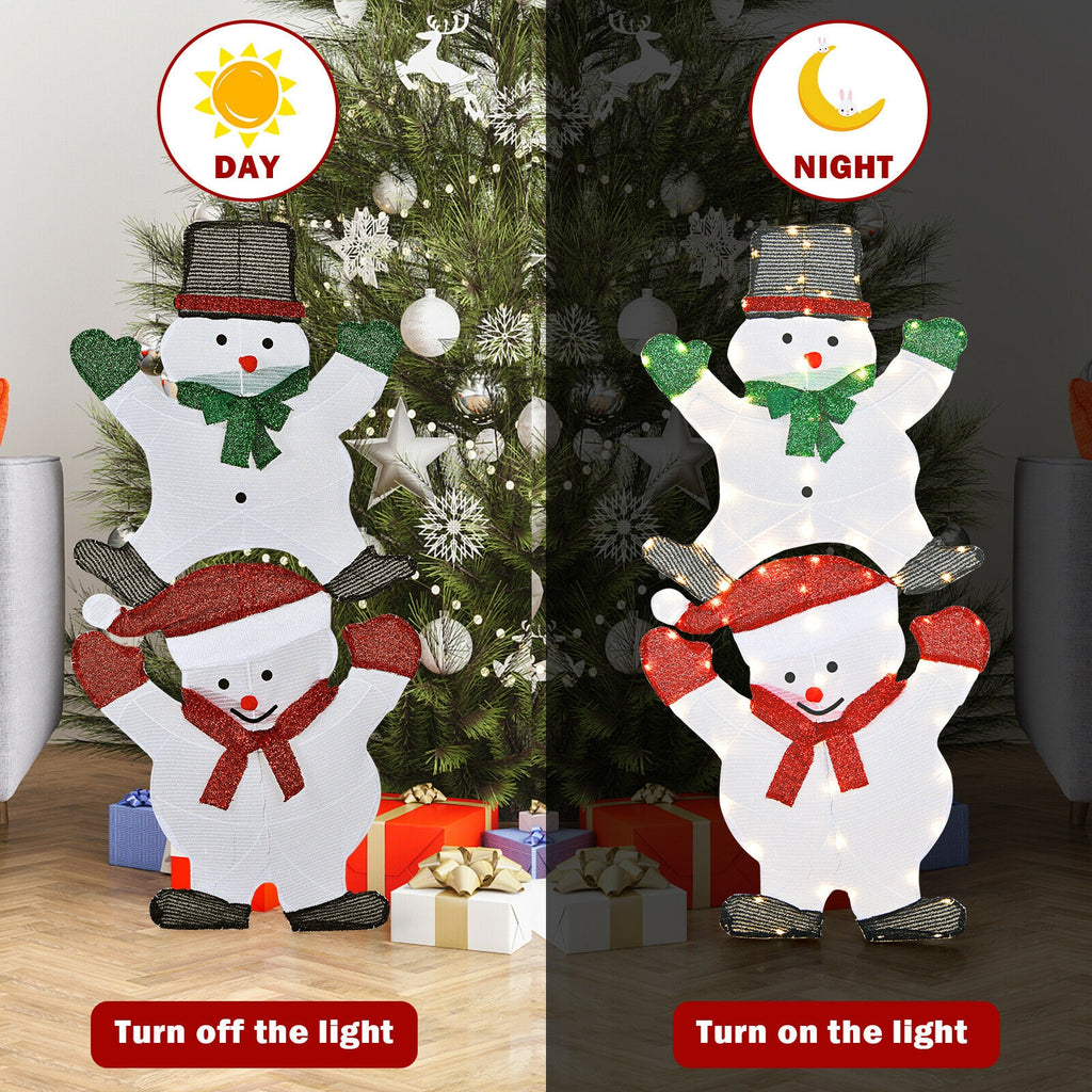 Double Snowman Christmas Yard Decorations - 54 Inch Outdoor Xmas Decor with Waterproof UL Plug