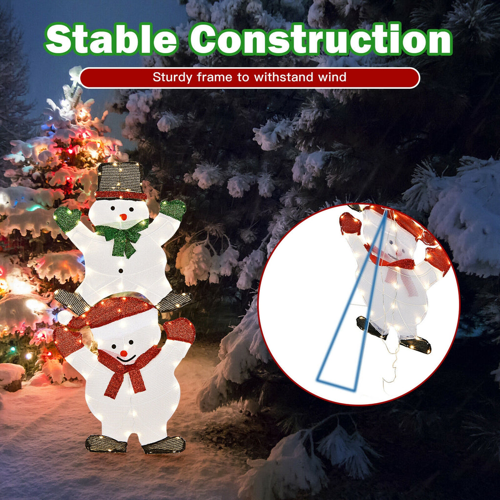 Double Snowman Christmas Yard Decorations - 54 Inch Outdoor Xmas Decor with Waterproof UL Plug