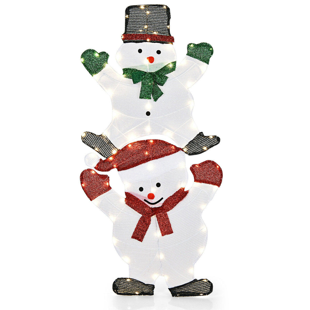 Double Snowman Christmas Yard Decorations - 54 Inch Outdoor Xmas Decor with Waterproof UL Plug
