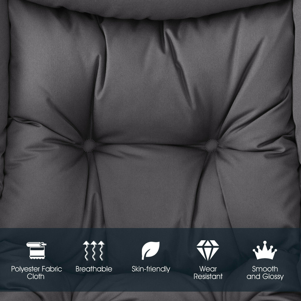 Lazy Chair with Steel Frame and Side Pocket - Gray