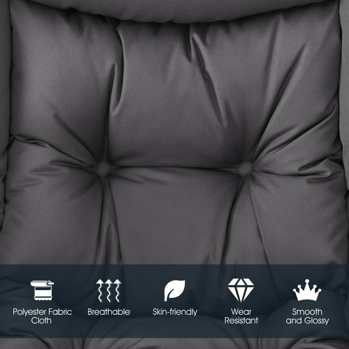 Lazy Chair with Steel Frame and Side Pocket - Gray