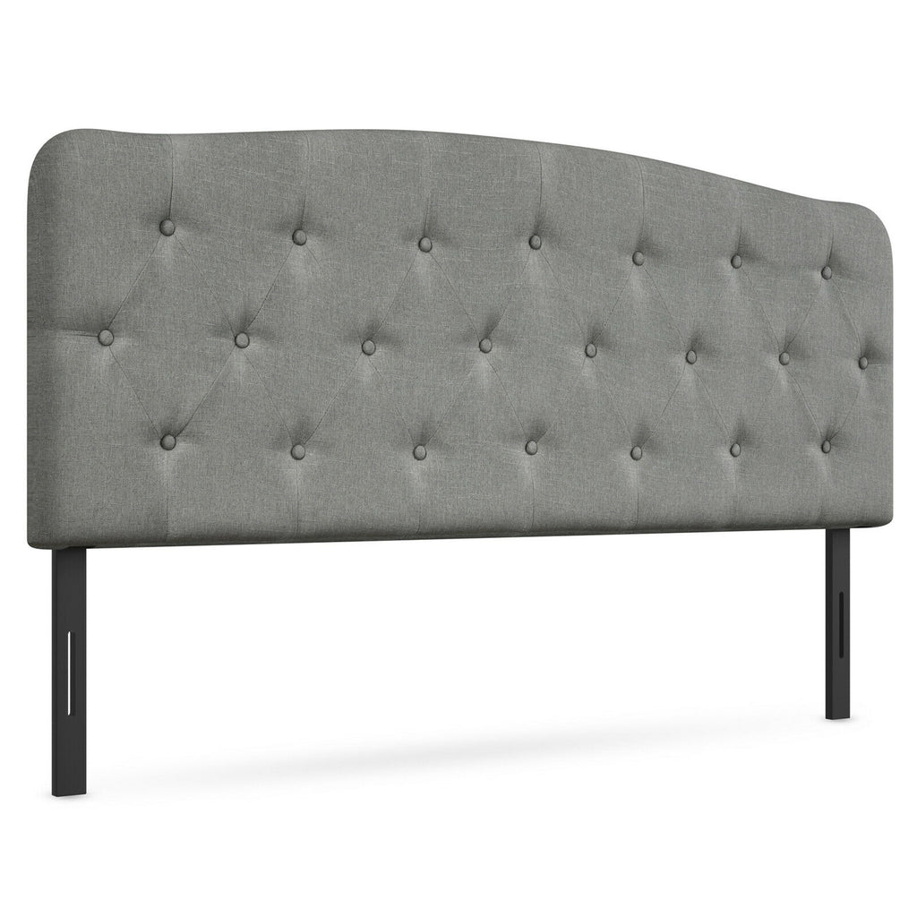 Full Size Faux Linen Upholstered Headboard, Light Gray