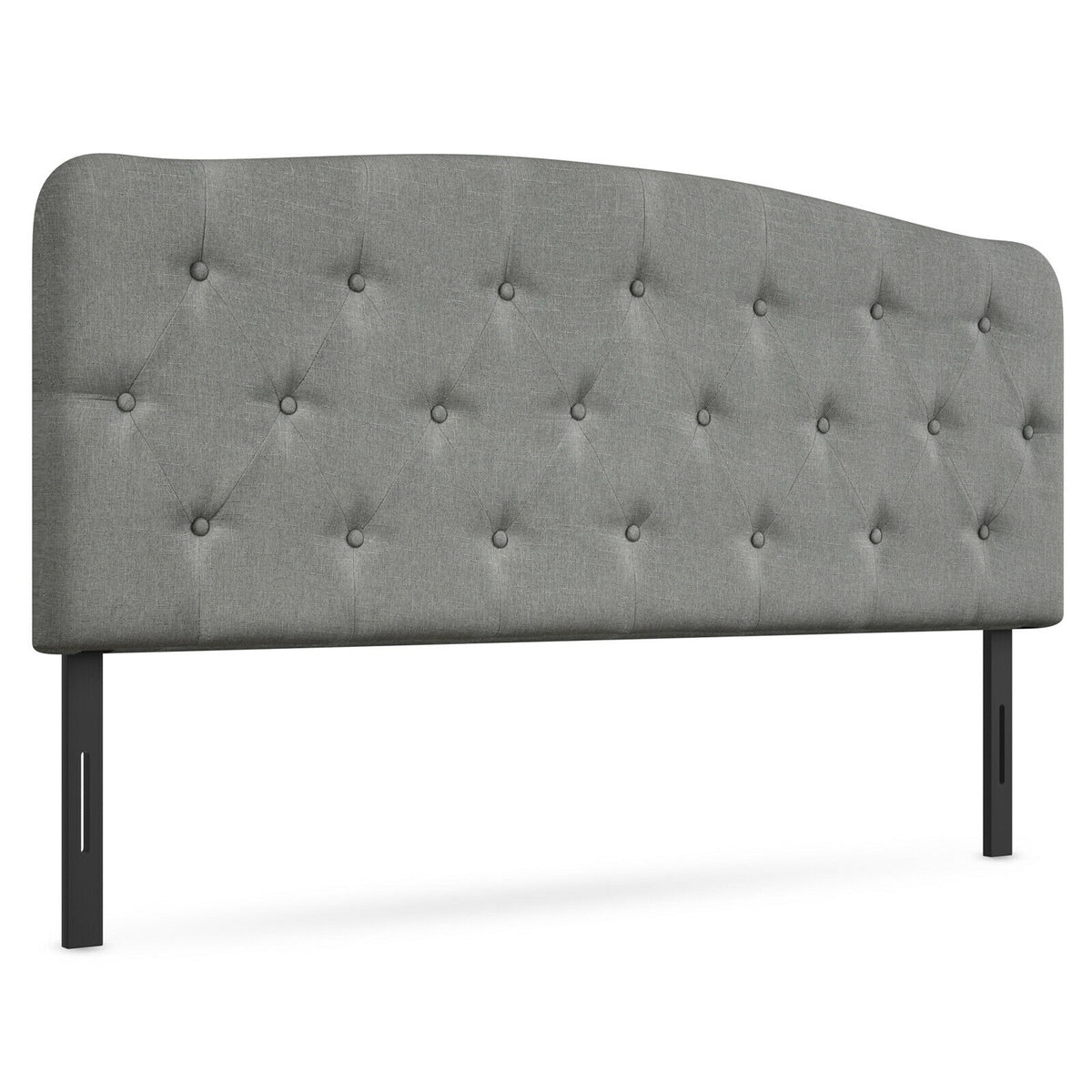 Full Size Faux Linen Upholstered Headboard, Light Gray