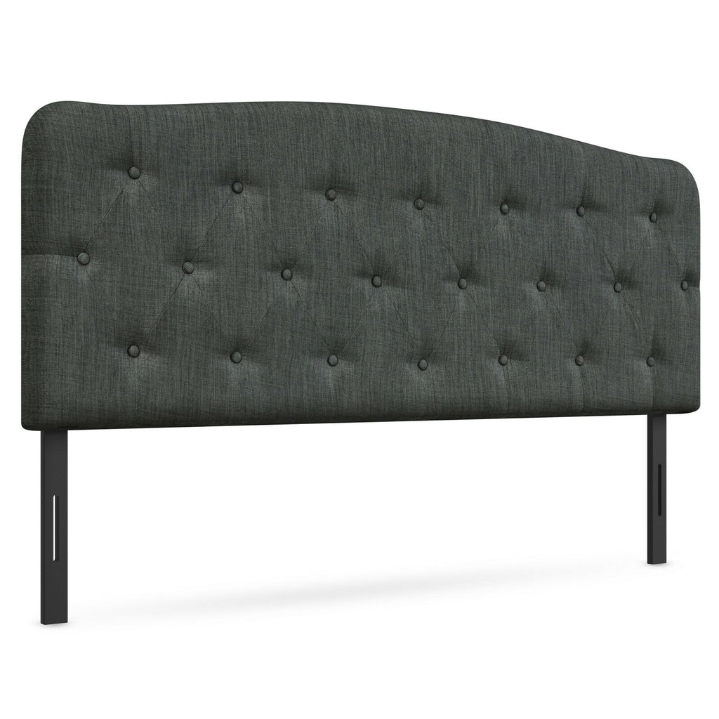Full Size Faux Linen Upholstered Headboard, Light Gray