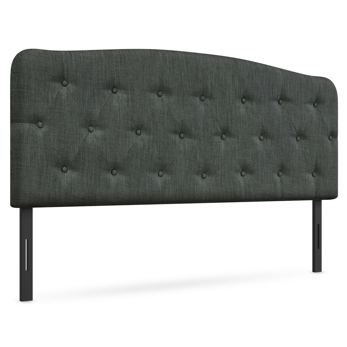 Full Size Faux Linen Upholstered Headboard, Light Gray