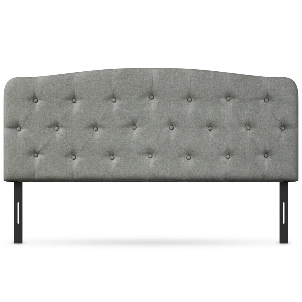 Full Size Faux Linen Upholstered Headboard, Light Gray