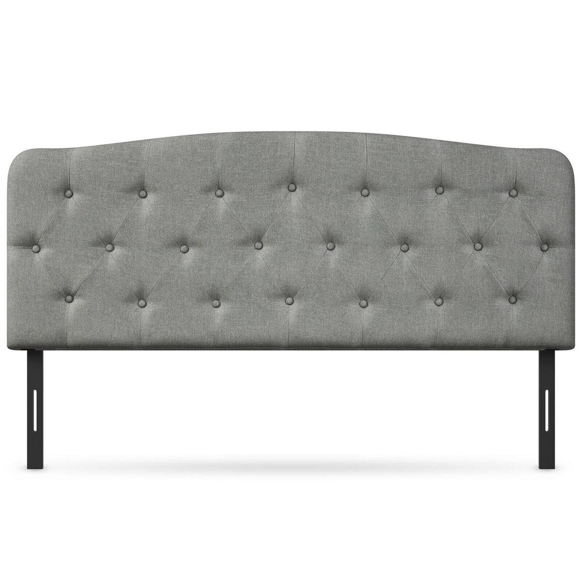 Full Size Faux Linen Upholstered Headboard, Light Gray