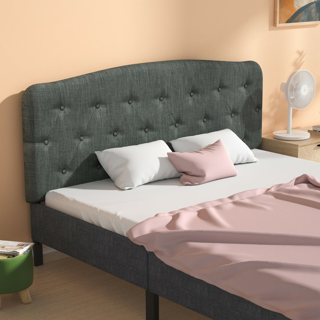 Full Size Faux Linen Upholstered Headboard, Light Gray