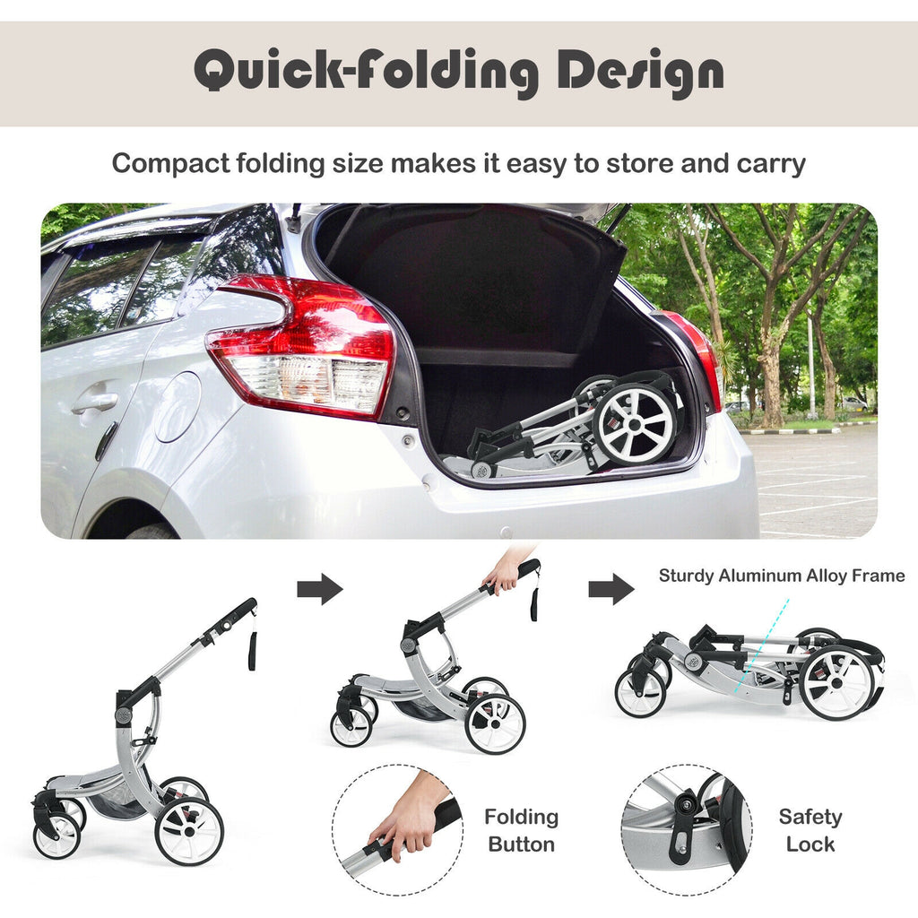 Costway 2-in-1 Foldable Baby Stroller with Diaper Bag - Gray, No Cup Holders