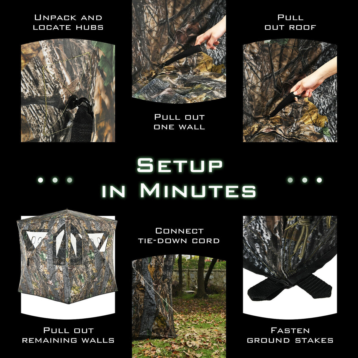 3-Person Hunting Blind Pop-Up Tent with Gun Ports & Mesh Windows