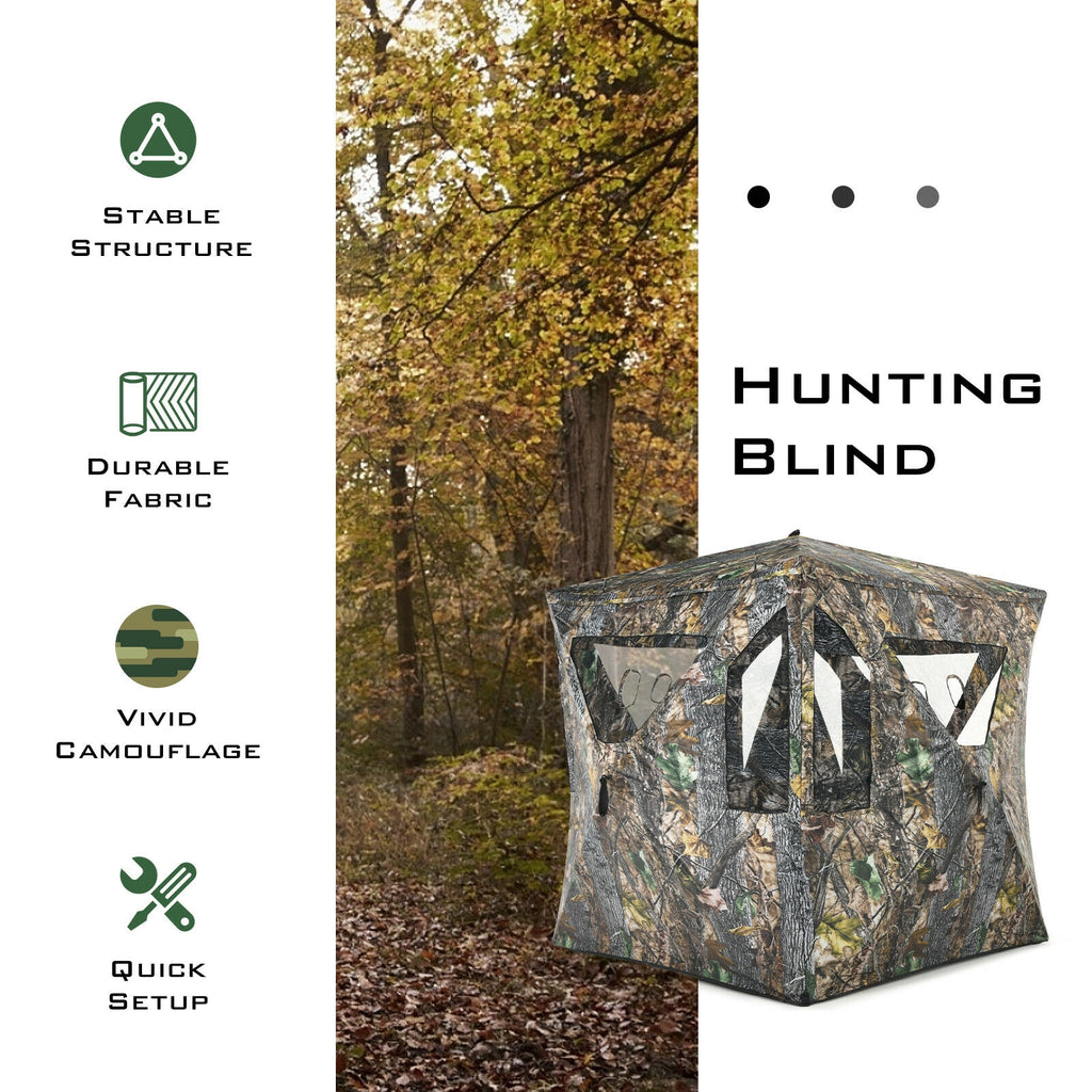 3-Person Hunting Blind Pop-Up Tent with Gun Ports & Mesh Windows