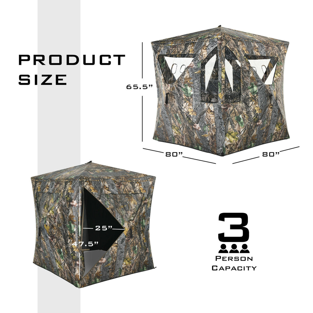3-Person Hunting Blind Pop-Up Tent with Gun Ports & Mesh Windows
