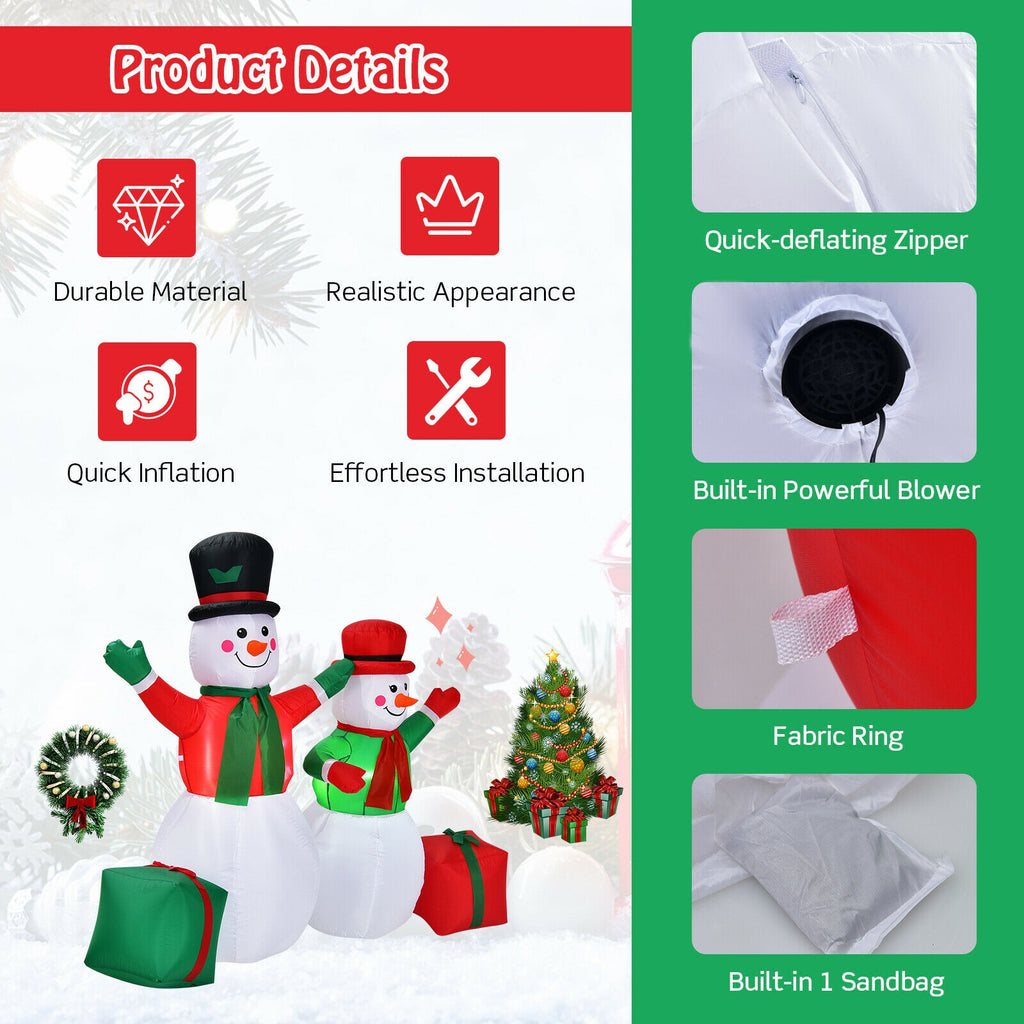 6 Feet Snowmen Inflatable Christmas Decoration Set with LED Lights