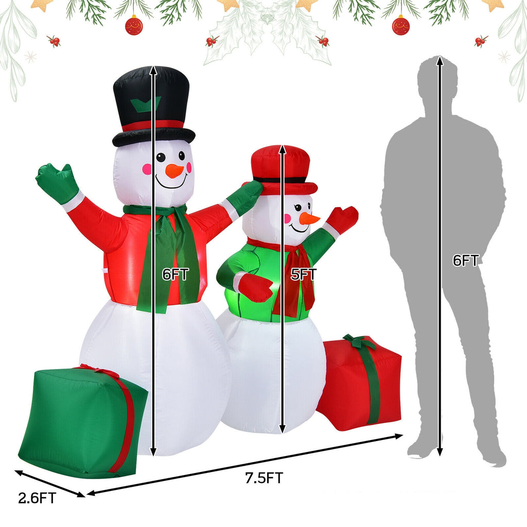 6 Feet Snowmen Inflatable Christmas Decoration Set with LED Lights