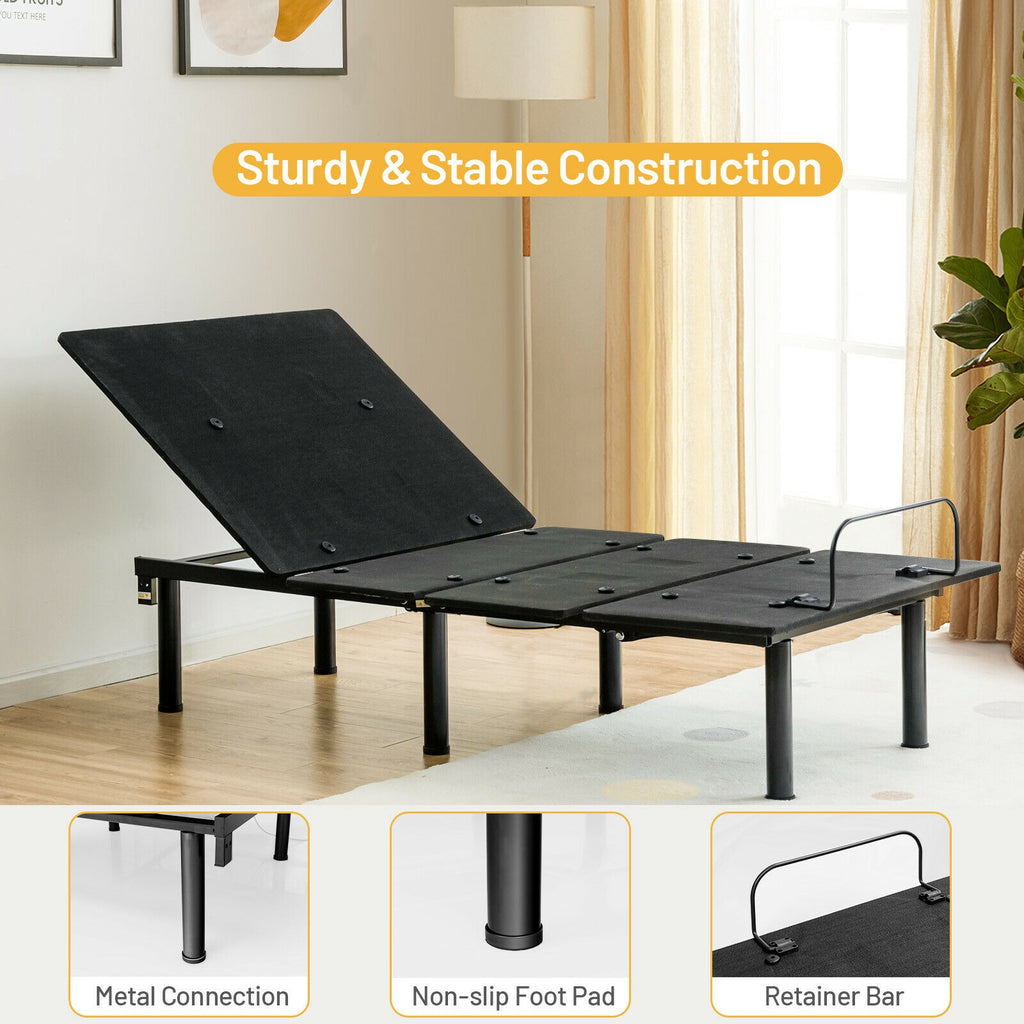 Ergonomic Adjustable Bed Base with Head and Foot Incline - Twin Size, Style A
