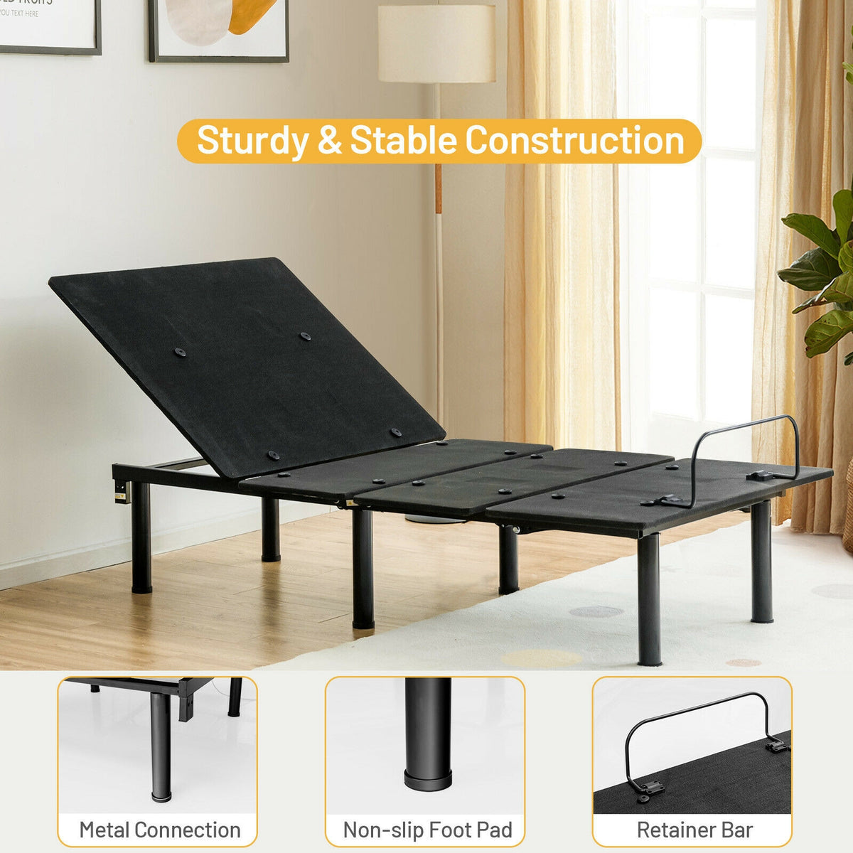 Ergonomic Adjustable Bed Base with Head and Foot Incline - Twin Size, Style A