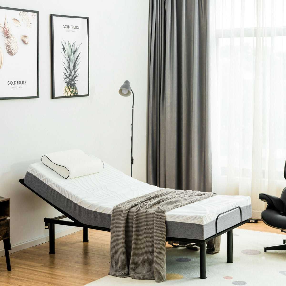 Ergonomic Adjustable Bed Base with Head and Foot Incline - Twin Size, Style A