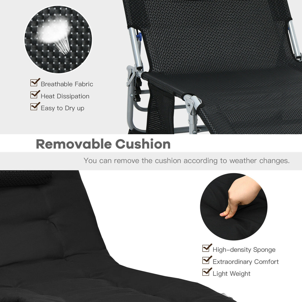 4-Fold Oversize Padded Folding Lounge Chair with Removable Soft