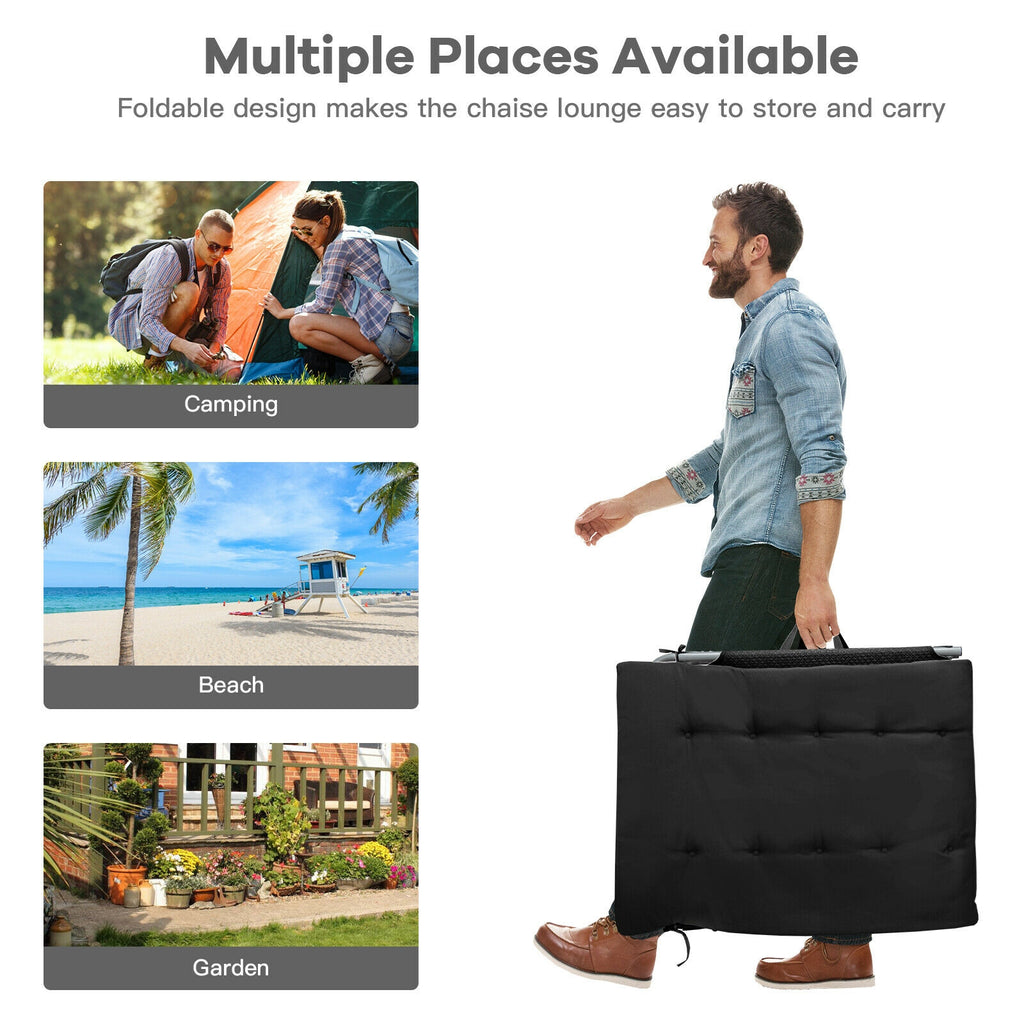 4-Fold Oversize Padded Folding Lounge Chair with Removable Soft