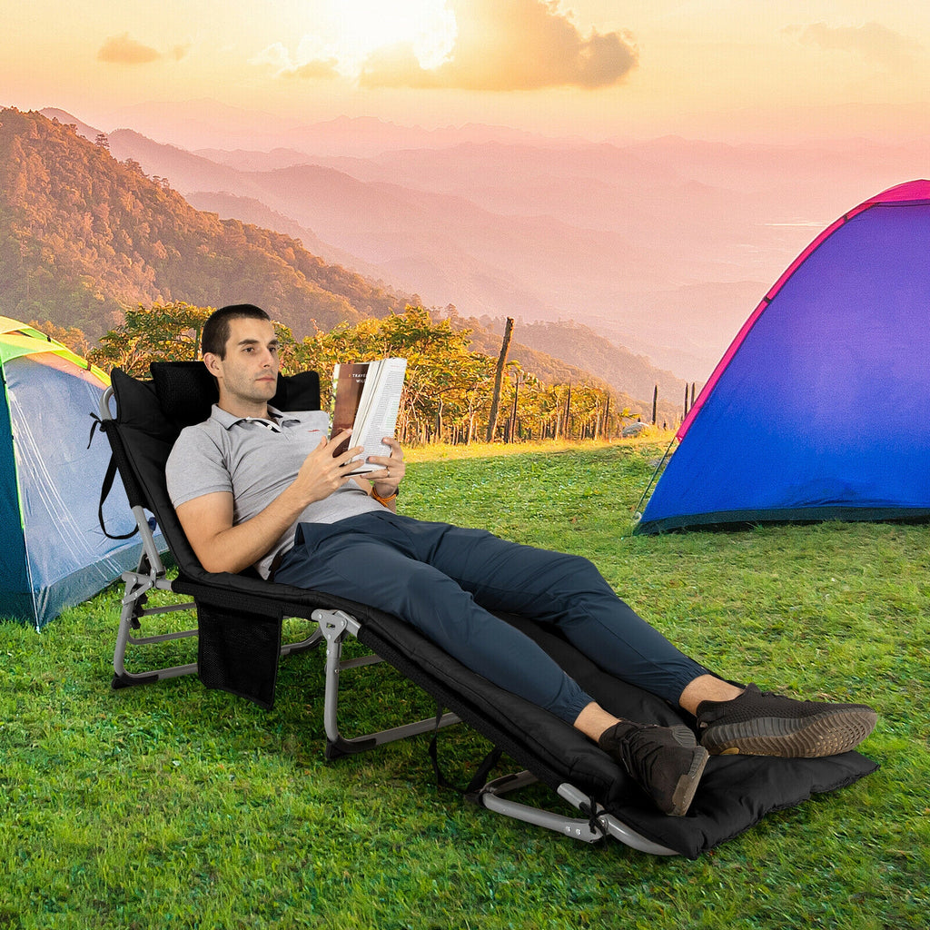 4-Fold Oversize Padded Folding Lounge Chair with Removable Soft