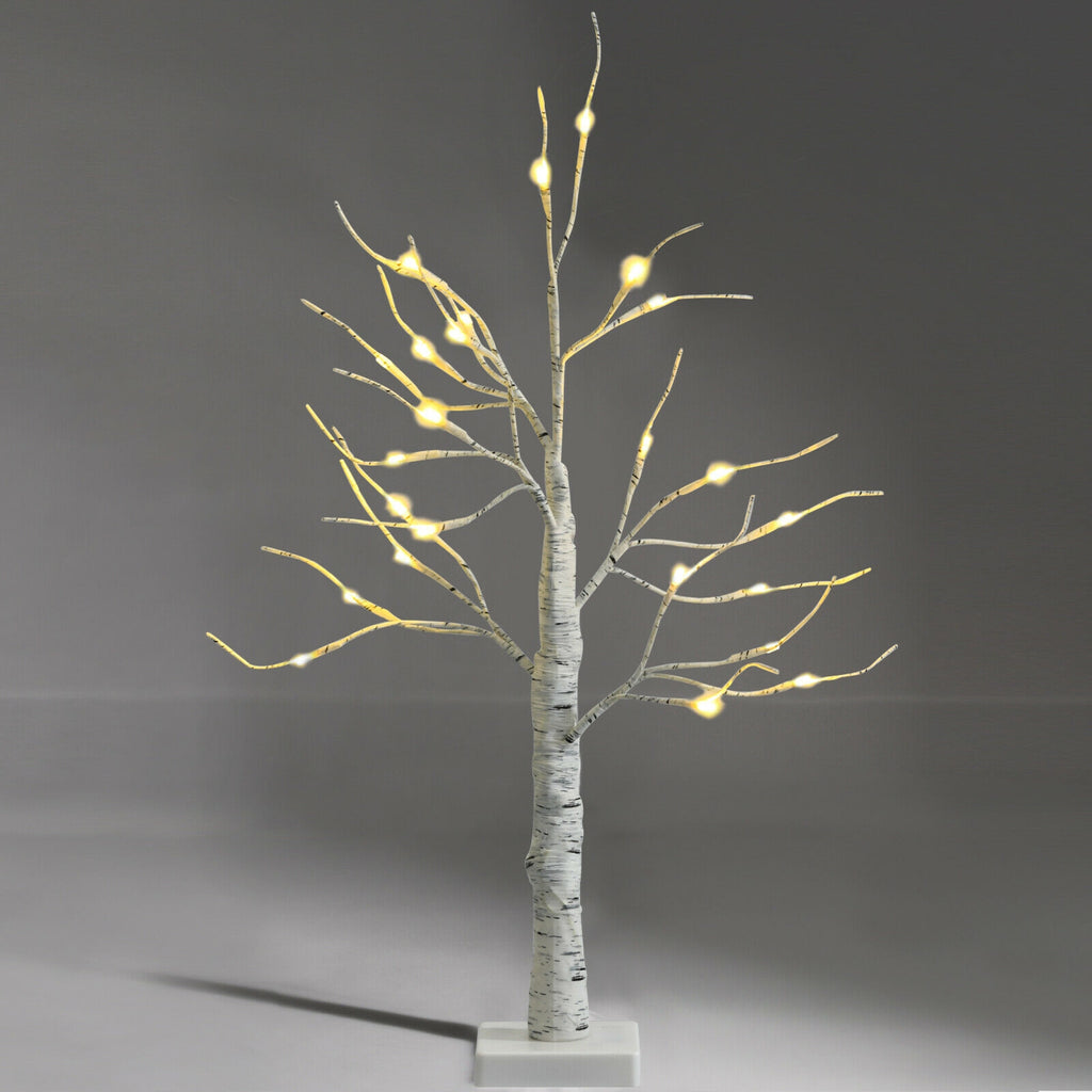 Pre-lit White Birch Tree - Battery Powered Christmas Decor, 2 Feet