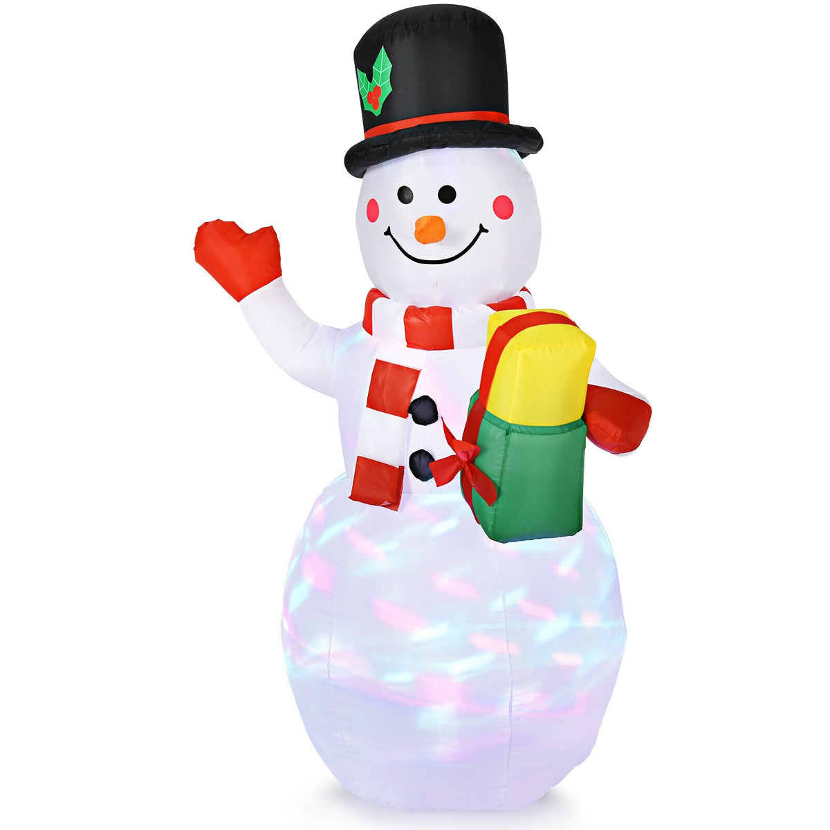 5 Feet Tall Inflatable Snowman with Colorful LED Lights - Yard Christmas Decor