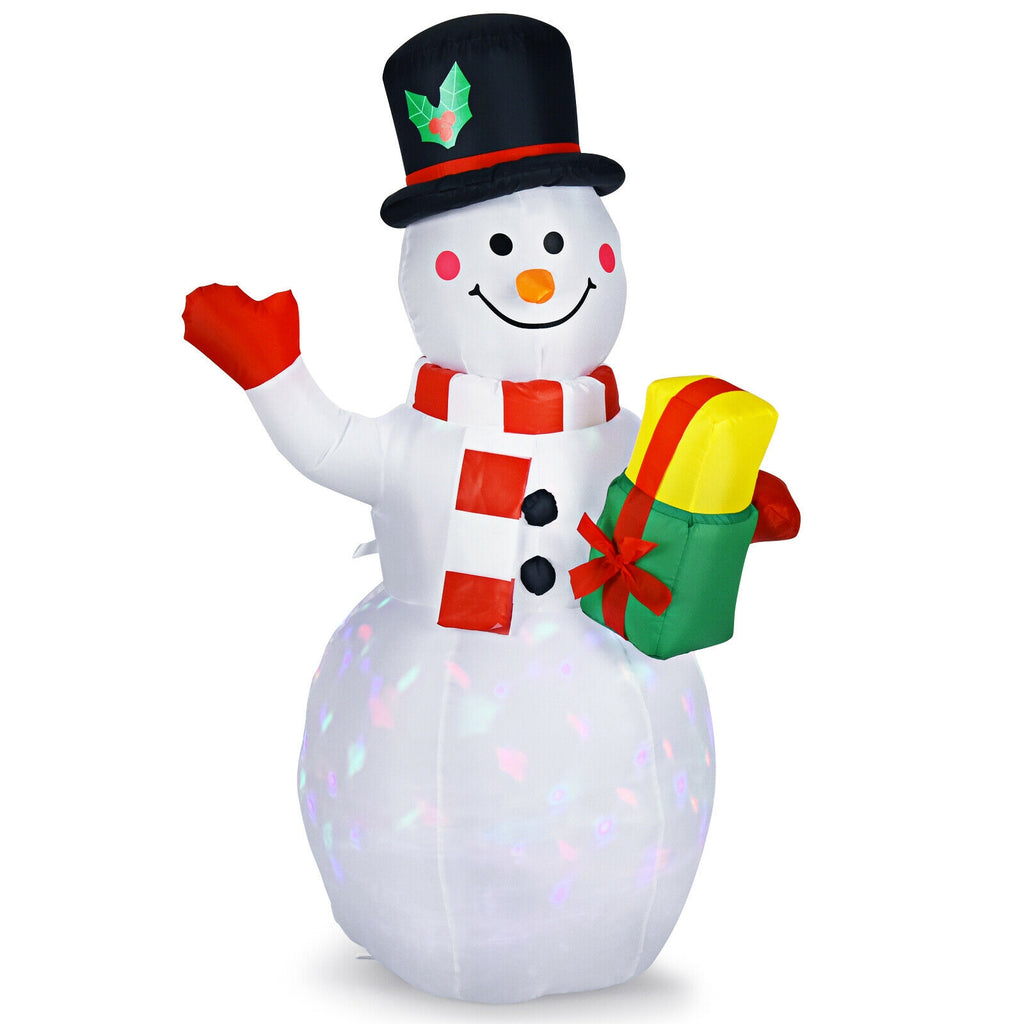 5 Feet Tall Inflatable Snowman with Colorful LED Lights - Yard Christmas Decor