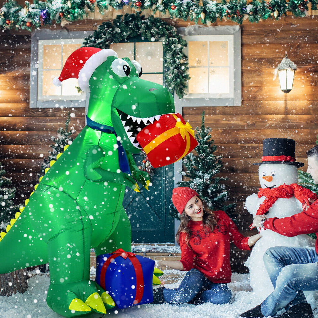 6ft Christmas Inflatable Dinosaur for Indoor & Outdoor Holiday Decor