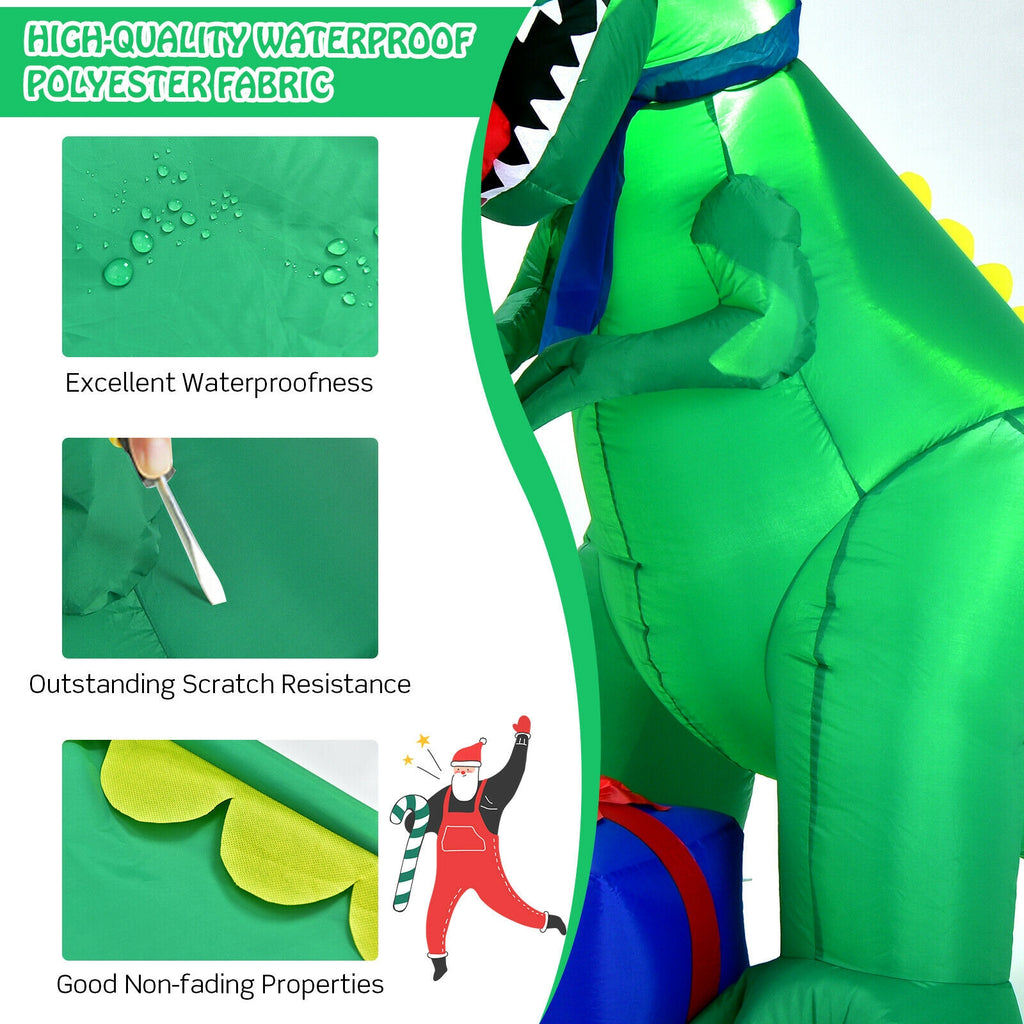 6ft Christmas Inflatable Dinosaur for Indoor & Outdoor Holiday Decor
