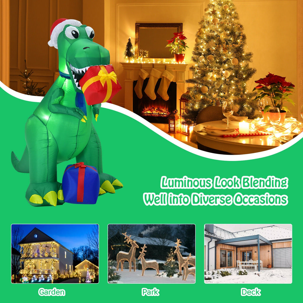 6ft Christmas Inflatable Dinosaur for Indoor & Outdoor Holiday Decor