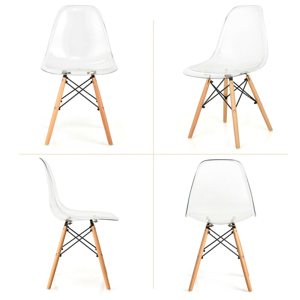 Set of 4 Dining Chairs Modern Design Wood Legs - Natural