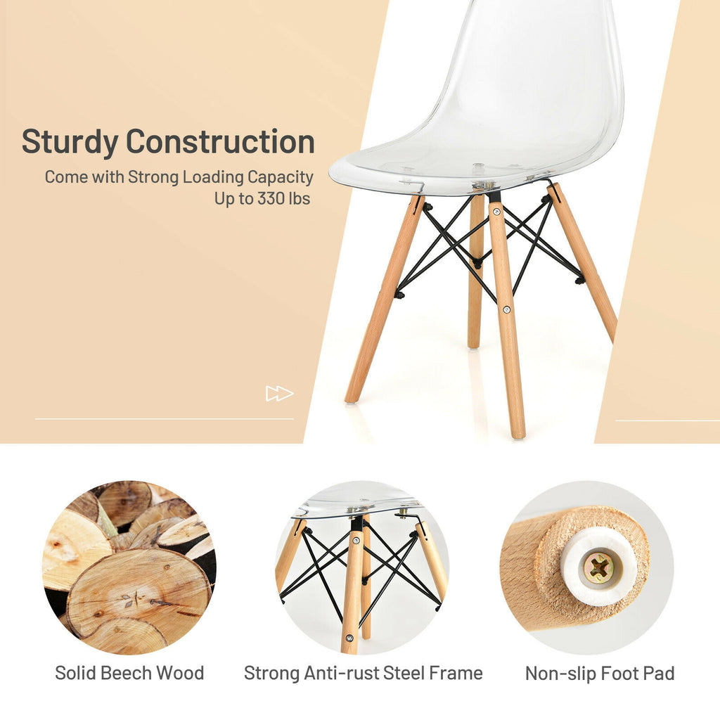 Set of 4 Dining Chairs Modern Design Wood Legs - Natural