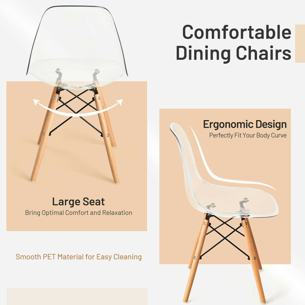 Set of 4 Dining Chairs Modern Design Wood Legs - Natural