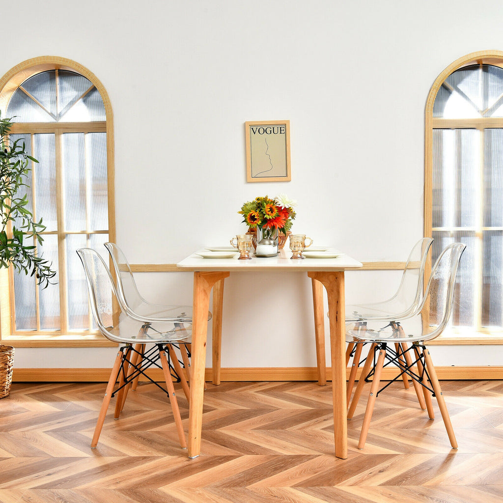 Set of 4 Dining Chairs Modern Design Wood Legs - Natural