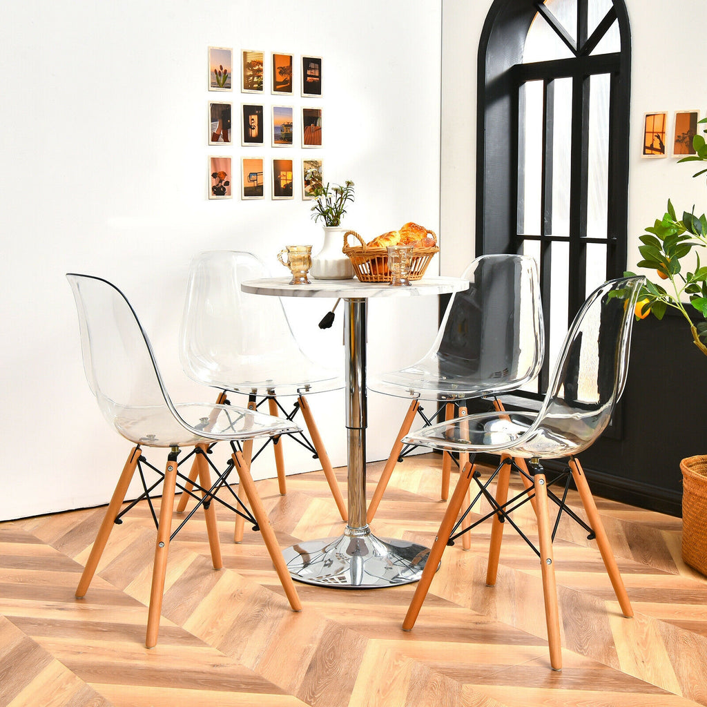 Set of 4 Dining Chairs Modern Design Wood Legs - Natural