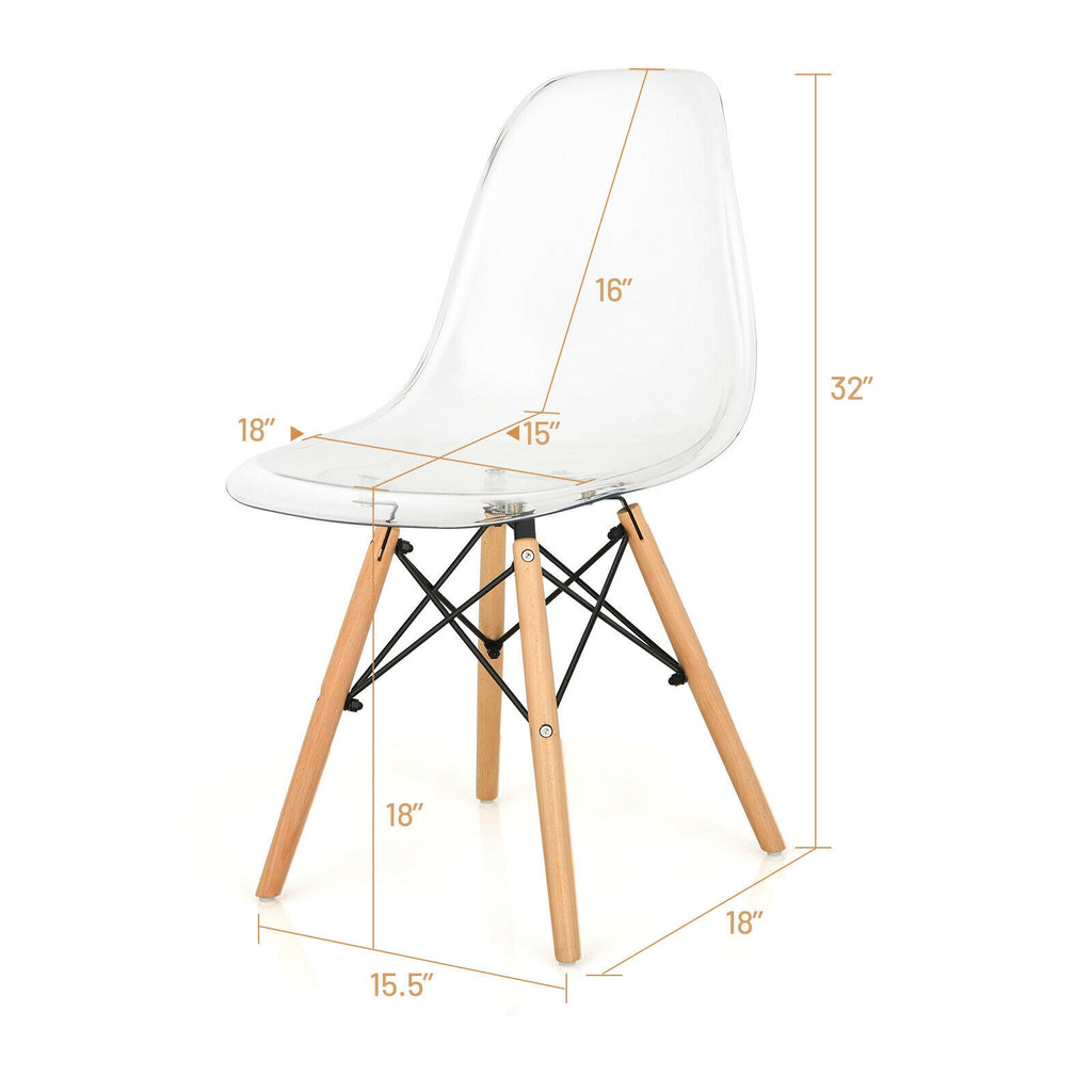 Set of 4 Dining Chairs Modern Design Wood Legs - Natural