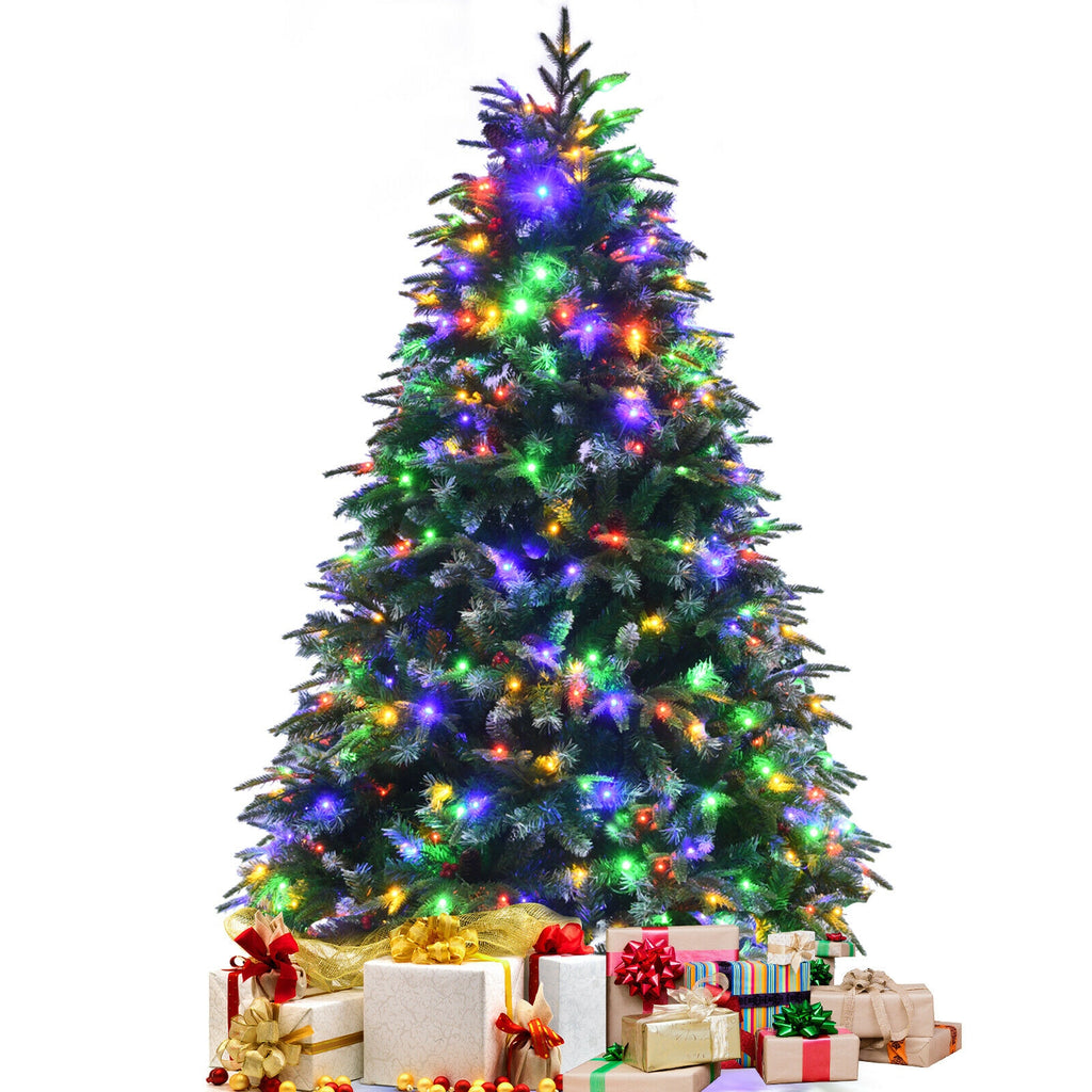 5 ft Pre-Lit Snowy Christmas Hinged Tree with Multi-Color Lights & Flash Modes
