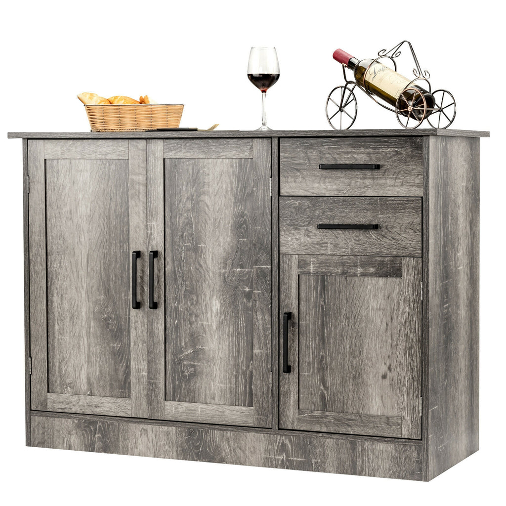 Sideboard Buffet Cabinet with Adjustable Shelves - White
