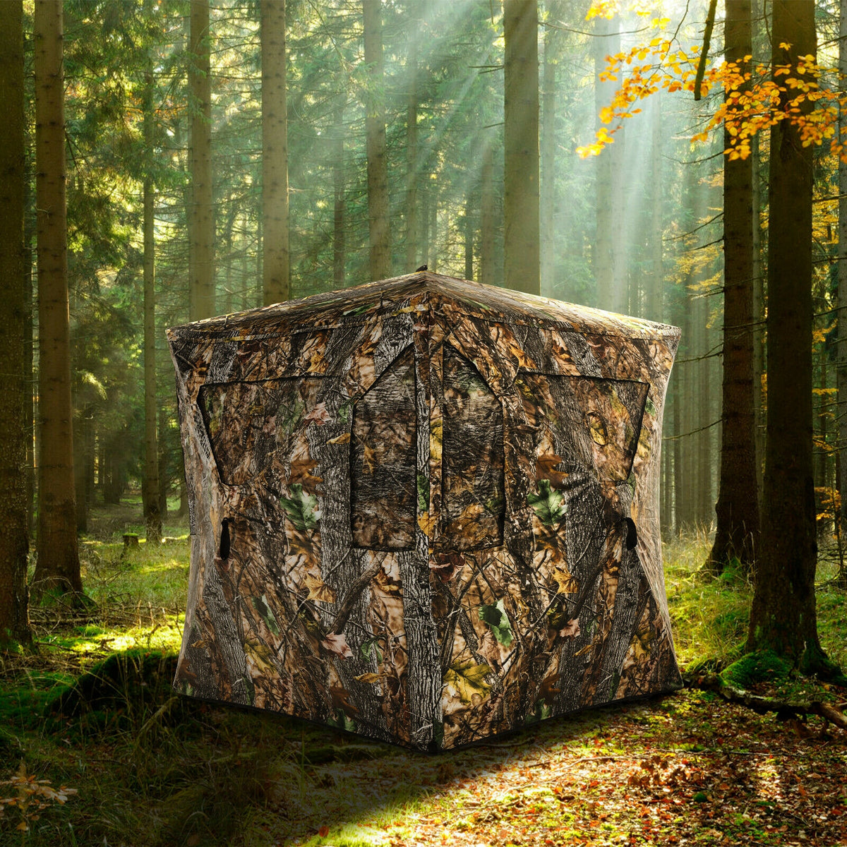 3-Person Hunting Blind Pop-Up Tent with Gun Ports & Mesh Windows