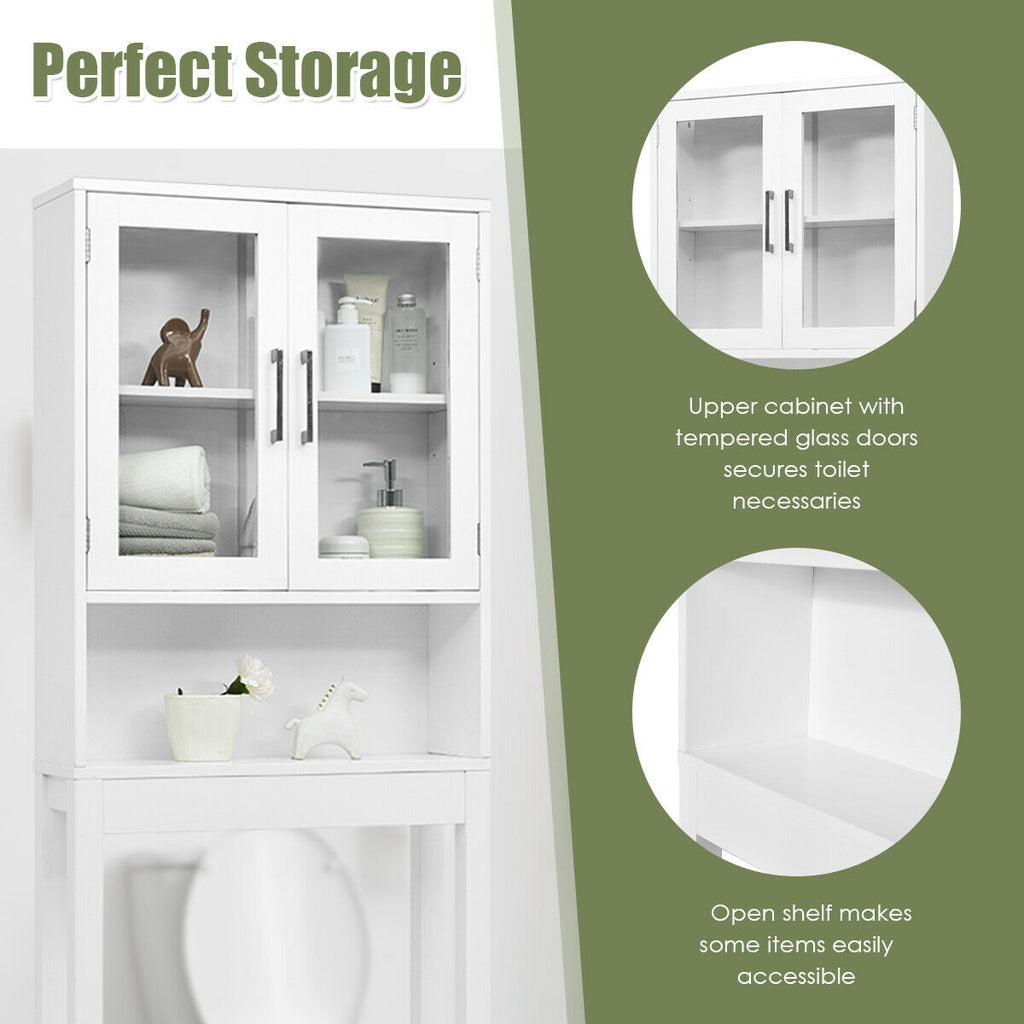 Over the Toilet Storage Cabinet Bathroom Space Saver with Tempered