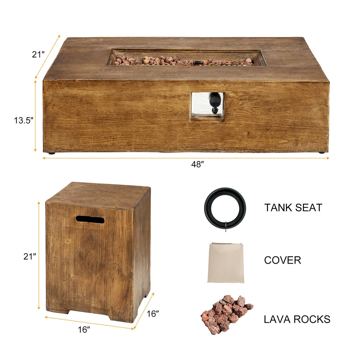 Propane Fire Pit Table Set - 50,000 BTU Outdoor