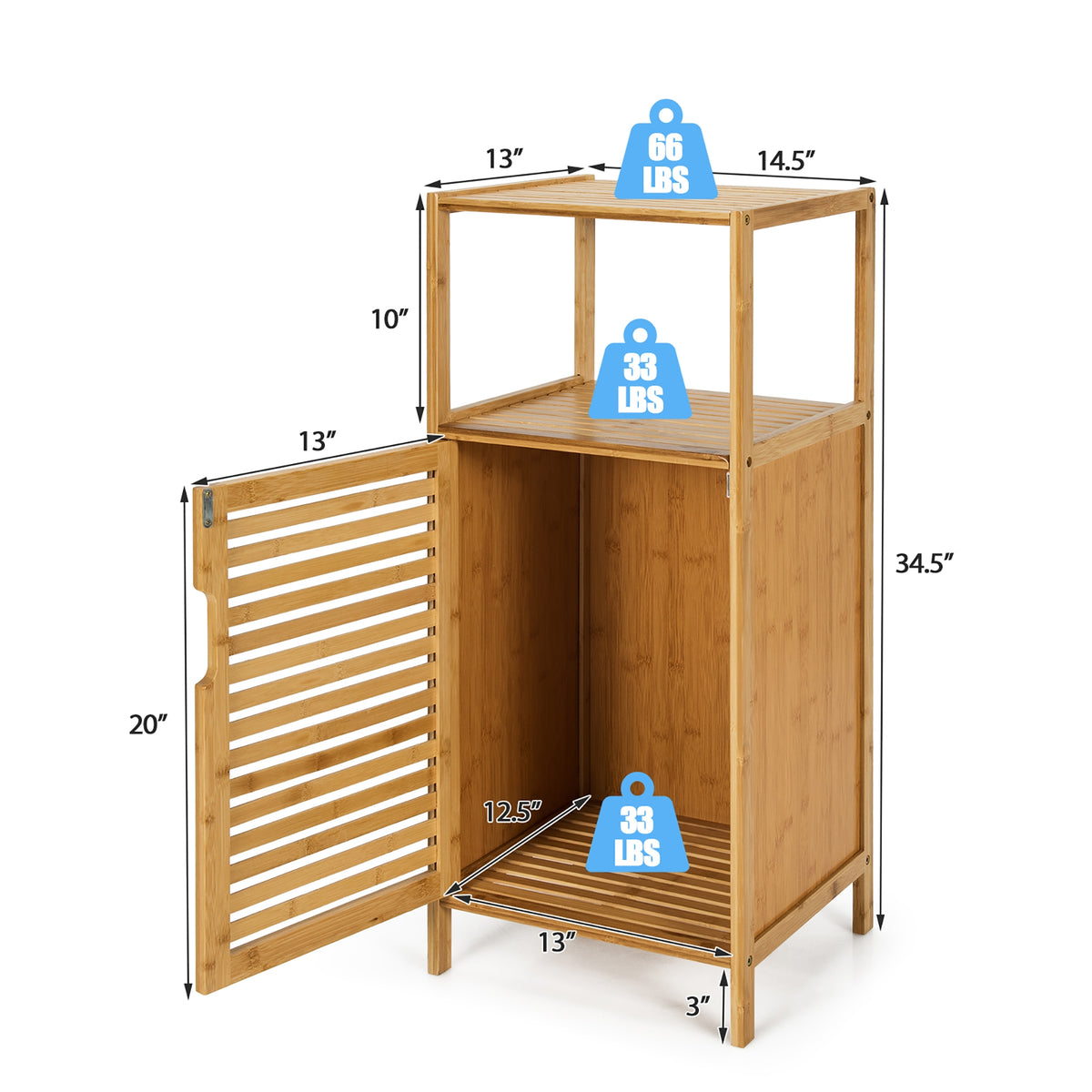 Bamboo Storage Floor Cabinet with Door and Shelf - Natural