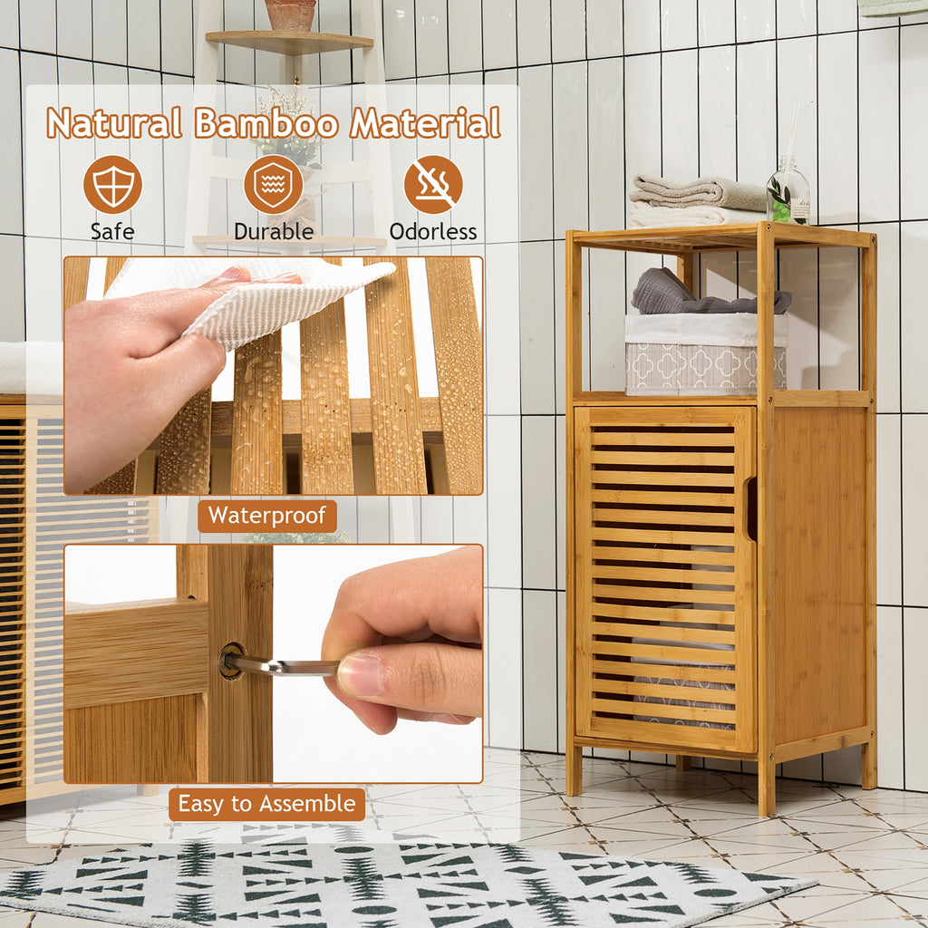 Bamboo Storage Floor Cabinet with Door and Shelf - Natural